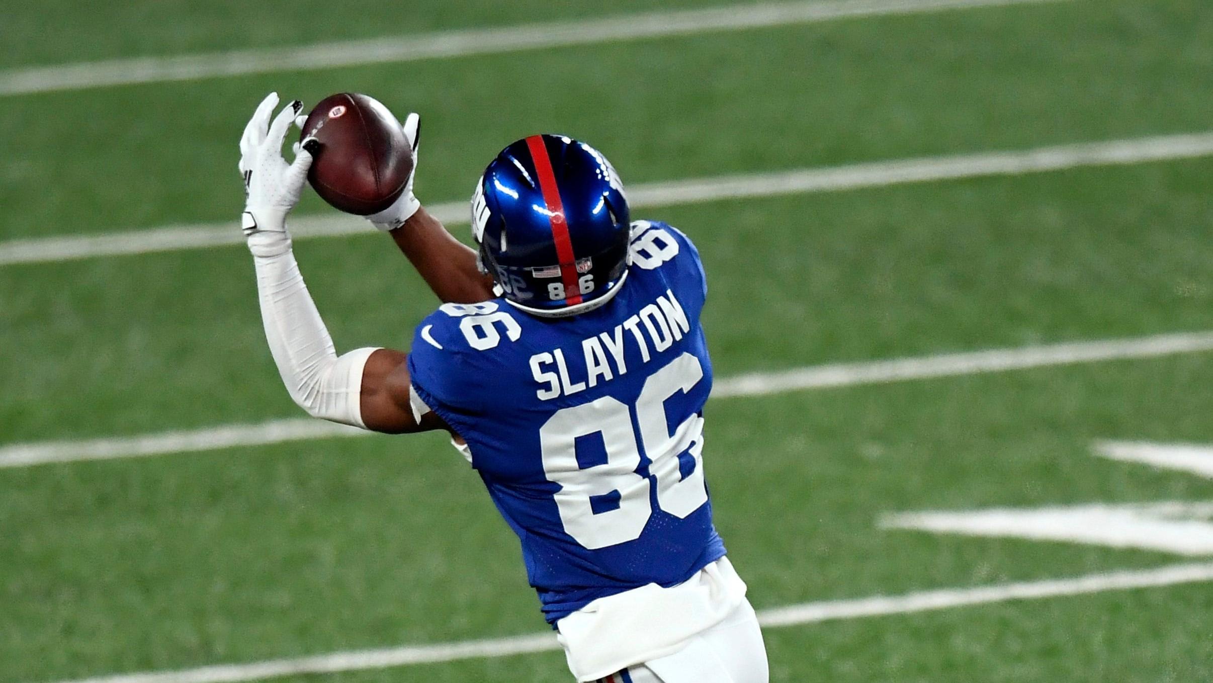 New York Giants wide receiver Darius Slayton (86) makes a catch in the first half of a game at MetLife Stadium on Sunday, December 20, 2020, in East Rutherford. / Danielle Parhizkaran