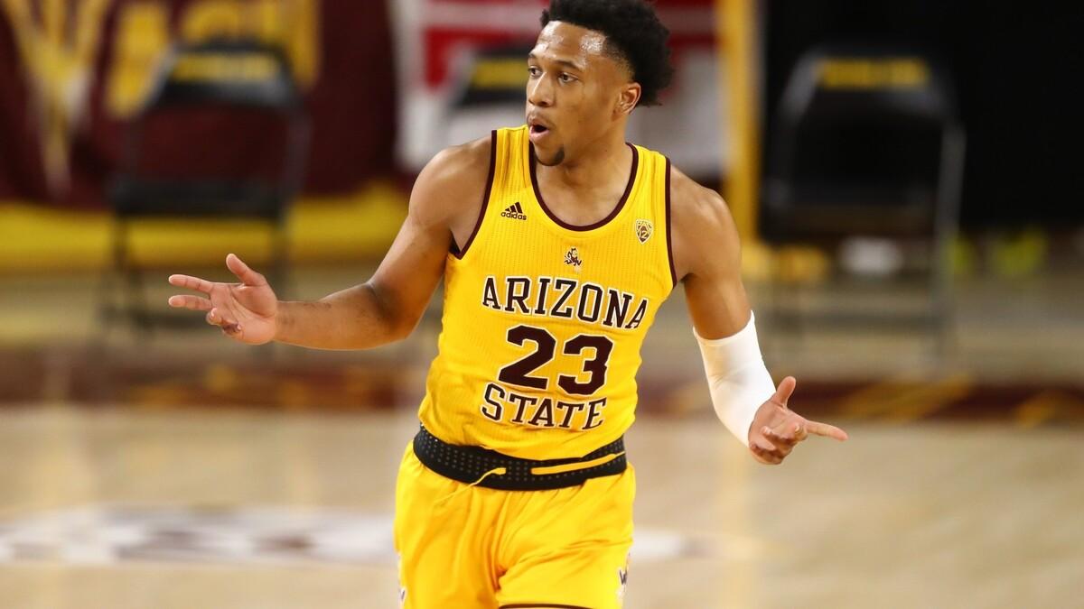 Arizona State Sun Devils forward Marcus Bagley (23) reacts against the Stanford Cardinal in the first half at Desert Financial Arena (Tempe). Mandatory Credit: Mark J. Rebilas-USA TODAY Sports / Mark J. Rebilas-USA TODAY Sports
