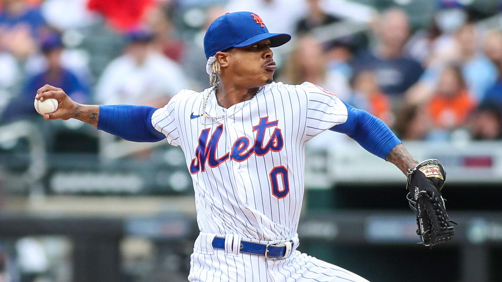 Jun 12, 2021; New York City, New York, USA; New York Mets pitcher Marcus Stroman (0) throws a pitch during the first inning against the San Diego Padres at Citi Field. / Wendell Cruz-USA TODAY Sports