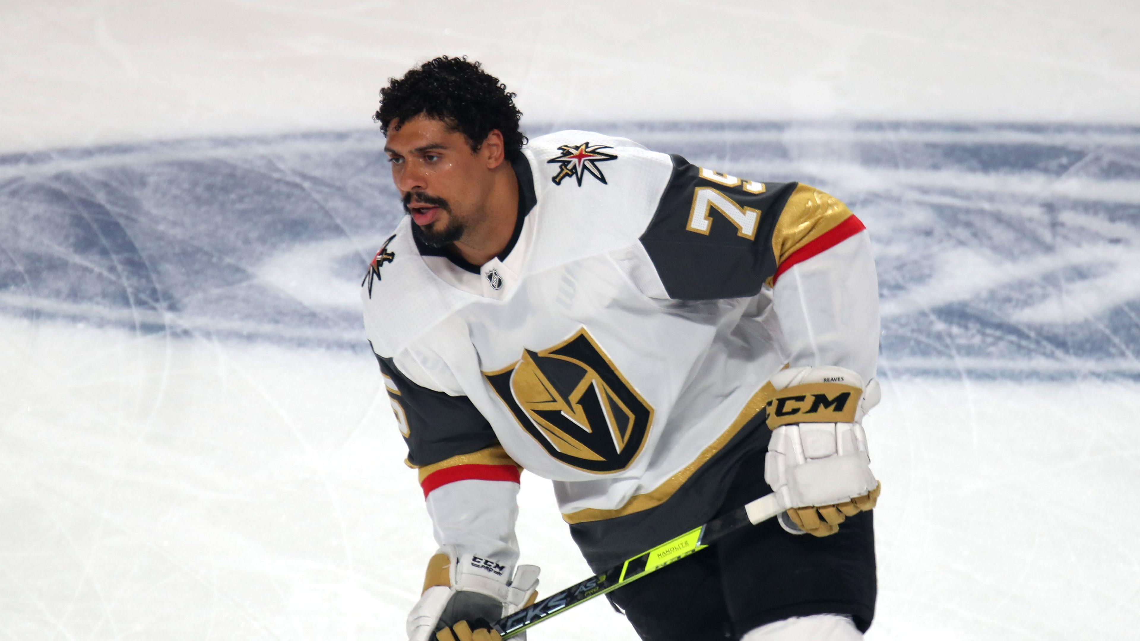 Vegas Golden Knights right wing Ryan Reaves (75) during the warm up session before the game three against Montreal Canadiens of the 2021 Stanley Cup Semifinals at Bell Centre. / Jean-Yves Ahern-USA TODAY Sports
